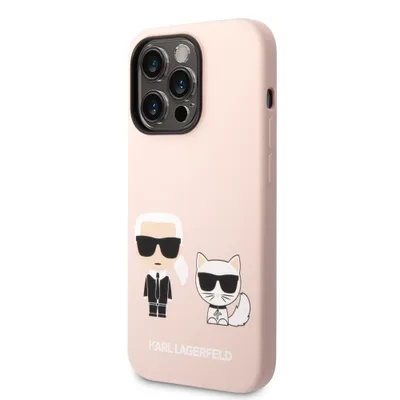 Obrázok produktu pre Karl Lagerfeld Klhmp14Lsskci Pevný Obal Na Iphone 14 Pro 6,1" Svetloružový/Svetloružový Silikón Karl & Choupette Magsafe