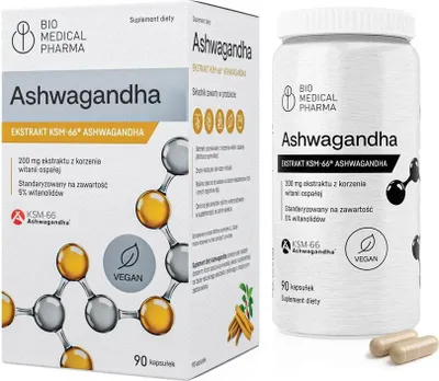 Obrázek produktu pro Ashwagandha KSM-66 Kapsle Vysoce Koncentrované – 600 mg Denní Dávka, 5% Withanolide Extrakt (15:1) – Veganské, Bez Alergenů, Bez Přísad (90 Kapslí)