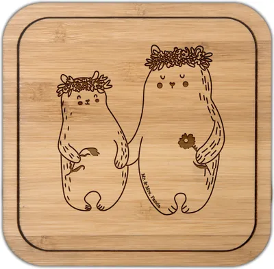 Produktbild von Mr. & Mrs. Panda Tischuntersetzer Bären mit Blumenkranz - Transparent - Geschenk, Family, Familie, gläseruntersetzer, Vorbild, Mama, Tassenuntersetzer, kork untersetzer