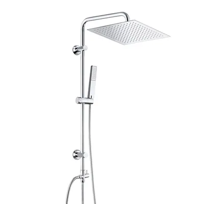Produktbild von JOHO Edelstahl Duschset ohne Armatur, Chrom Duschsystem Regenduschset, Duschgarnitur mit eckige Kopfbrause 30x30cm
