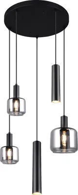 Immagine prodotto di Lampada a sospensione MATARO nera-cromata 5xE27x10W in metallo, dimensioni: 150x40x40 cm, IP20, Trio