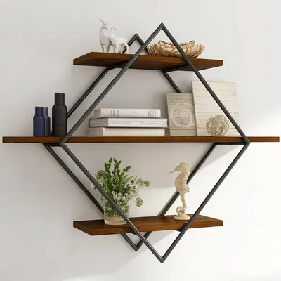 Produktbild von Happyment Muurrek Deluxe – Wandregal – Modernes Dekorativ – Wandplanke – Metall & Holz