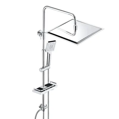 Immagine prodotto di JOHO sistema doccia in acciaio inox senza rubinetto doccia a pioggia cromata con mensola per doccia (soffione 30x30cm)