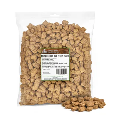 Produktbild von Kaureks Natur Hundeleckerlies, Hundesnack aus Fisch 1000g für alle Hunde, Trainingssnack, Dog Snack Fish
