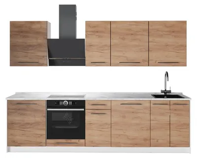 Produktbild von Küchenzeile Vicco Fame-Line Goldkraft Eiche/Weiß 280 cm, AP Marmor, Model 62948