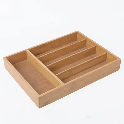 Productafbeelding van Bamboe bestekbak voor keukenla - Bestek organizer van hoogwaardig bamboe hout - Bestekcassette van Decopatent®