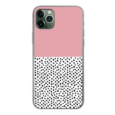 Produktbild von MuchoWow® Handyhülle Schutzhülle Hülle für iPhone 11 Pro Max Polka dots - Schwarz - Rosa Silikon Softcase Handy Hülle - Schutz