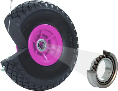 Produktbild von Sackkarrenrad PolyurethanRad 260x85 mm 3.00-4 60 mm versetze Nabe Ø 20 mm pink Vollgummi Bollerwagen