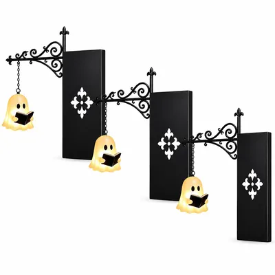Produktbild von Geisterlampe LED Halloween, 3er Set Metall Dekolampen, warmweißes Nachtlicht für Bücherregal, Tisch, Wohnzimmer, Party und Innendekoration