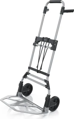 Produktbild von Brandson Sackkarre klappbar bis 150 kg, Transportkarre, Vollgummireifen & Expanderseil, Aluminium, Anti-Rutsch-Kerben, Griff arretierbar 115 cm