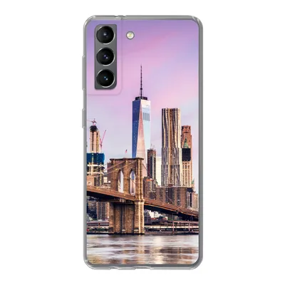 Produktbild von MuchoWow® Handyhülle Schutzhülle Hülle für Samsung Galaxy S21 Brooklyn Bridge und die New Yorker Skyline Silikon Softcase Handy Hülle - Softcase
