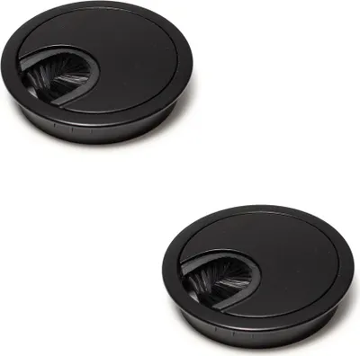 Produktbild von 2er Set sossai Metall Kabeldurchlass Ø60mm in Schwarz Schreibtisch Kabeldurchführung