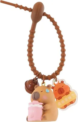 Image de Porte-clés Kapibara avec verre, pendentif et cloche 3,6 x 2,7 cm BRL337