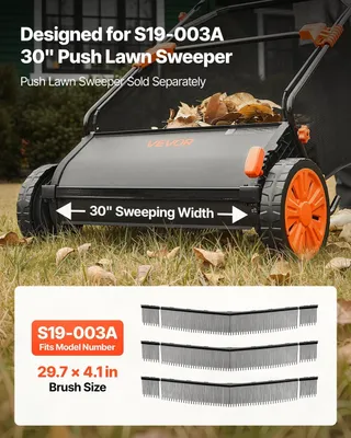 Zdjęcie produktu dla 3 sztuki szczotek zamiennych do odmulacza do trawy, kompatybilne z odmulaczami do trawy i liści o szerokości 76,2 cm. Szczotka do odmulacza z wytrzymałymi, w kształcie litery "V" włóknami, ułatwiająca zbieranie trawy i liści