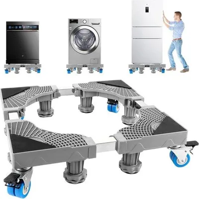 Produktbild von Famanu Waschanlagenversteller mit 8 Füßen und 4 Rädern - verstellbare Waschmaschinen - rutschfest und schockdämpfend - Belastung 200 kg (41-65 cm,