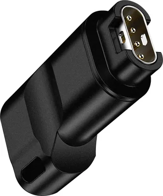 A black USB-C adapter for a Garmin Fenix 7 watch.