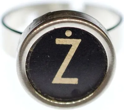 Produktbild von Schreibmaschinentaste Ring Vintage Miniblings Polnisch Upcycling Schwarz Z