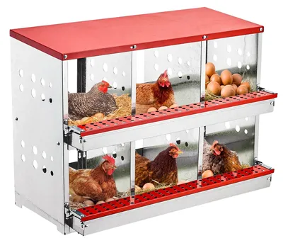 Obrázek produktu pro Kovový hnízdní box pro slepice, 6 oddílů, skládací konstrukce, montáž na zeď, s ventilací, odolná konstrukce