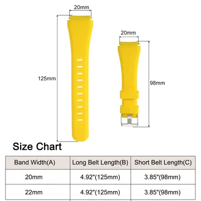 Produktbild von Uhrenarmband 20mm Silikon mit Edelstahl Schnalle, Uhrenarmb?nder Schnellverschluss Vintage Ersatzarmband fš¹r Smartwatch Universal Uhr Elegantes Damen Herren (Gelb)