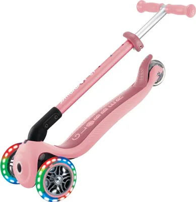 Immagine prodotto di GLOBBER PRIMO FOLDABLE LIGHTS - monopattino per bambini, 120/80mm, ABEC 9, 3 ruote, regolabile in altezza, ruote a LED, rosa pastello