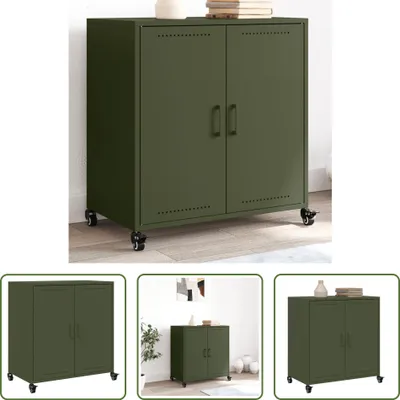 Produktbild von The Living Store Sideboard Olivgrün 68,5x39x72 cm Kaltgewalzter Stahl