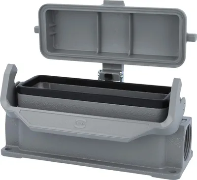 Image de HARTING Han 24B Boîtier de socle bas, 2xPG21 sortie de câble latérale, avec 1 étrier longitudinal avec capuchon de protection en plastique - 1