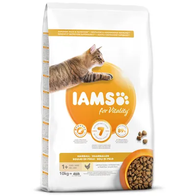 Immagine prodotto di IAMS anti-hairball cat food dry con pollo - cibo secco per gatti da 1 anno in su, 10 kg