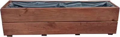 Produktbild von Blumenkasten aus Holz 90 cm – Pflanzkasten Balkon & Terrasse – Wetterfest imprägniert – Fertig montiert – Pflanzkübel Holz D27 Nuss
