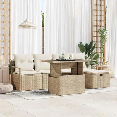Immagine prodotto di Maison Exclusive - Set di divani da giardino, 6 pezzi. Rattan sintetico beige