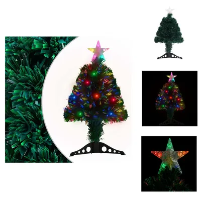 Produktbild von vidaXL Weihnachtsbaum mit Beleuchtung und Ständer 64 cm Glasfaser -  Weihnachtsbäume