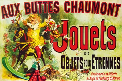 Obrázek produktu pro Vintage obraz - Aux Buttes Chaumont, Jouets Et Objets Pour‰trennes, Jules Cheret, 1885 (80 x 120 cm)