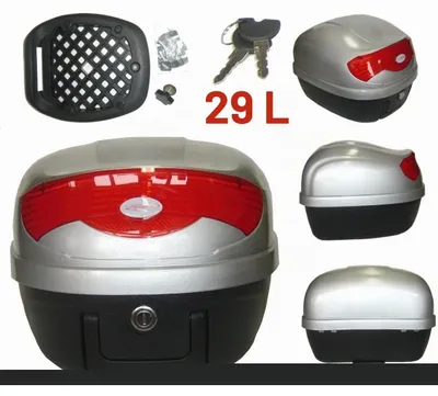 Image de Top case moto - Top box - 29 litres - Argent - Avec serrure et réflecteur