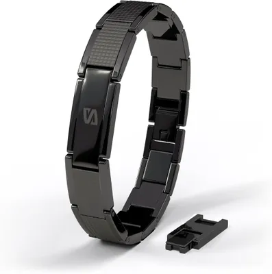 Immagine prodotto di SERASAR | Bracciale in acciaio inossidabile di alta qualità da uomo [Impact] | Acciaio inossidabile chirurgico 316L | Nero, 23 cm | Include una scatola per gioielli