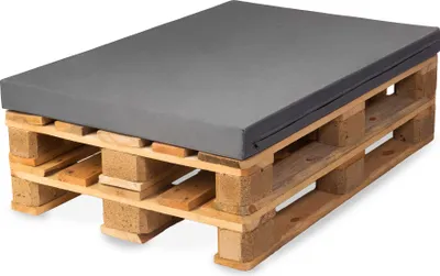 Produktbild von TexDeko BEZUG (ohne Schaumstoff/Füllung etc.) für Palettenpolster, Palettenkissen, Palettenmöbel - In & Outdoor (für Polstergröße 120x80x10cm - Grau)