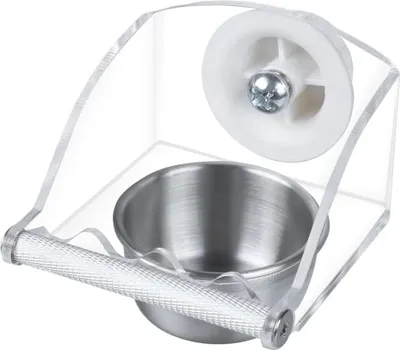 Produktbild von Vogelfutterschale - Acryl Kleine Vogelfutterstation mit Metallständer für Hund - Papagei - Katze - Kaninchen