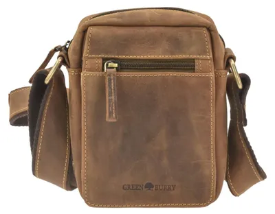 Produktbild von Greenburry Umhängetasche Leder braun XS Herrentasche Ledertasche antikbraun 15x19cm für Damen und Herren
