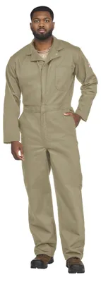 Zdjęcie produktu dla Kombinezon roboczy męski Bulwark, odporny na płomienie, wykonany z bawełnianej tkaniny twill o gramaturze 9 oz, klasyczny krój, z podwójnym szwem na dole