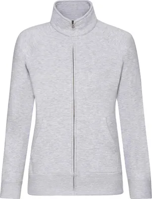 Produktbild von Fruit of the Loom Premium Damen Sweat Jacke Kapuzenpullover Hoodie, Größe:L (14), Farbe:Heather Grey
