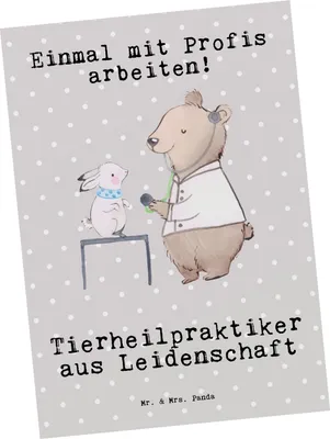 Produktbild von Mr. & Mrs. Panda Grußkarte Tierheilpraktiker Leidenschaft - Grau Pastell - Geschenk, Ansichtskarten, Ansichtskarte, Postkarten, bildkarte, Postkarte