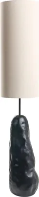 Produktbild von BELIANI Stehlampe schwarz Keramikfuß mit hohem Stoffschirm im Naturstil