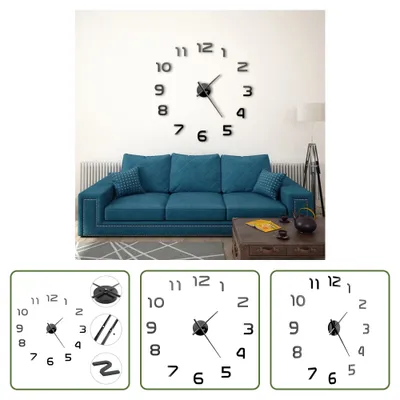 Zdjęcie produktu dla The Living Store Zegar ścienny 3D Nowoczesny design 100 cm XXL Czarny