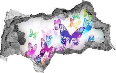Produktbild von Selbstklebender Loch-3D-Aufkleber 95x73 cm bunter Schmetterling