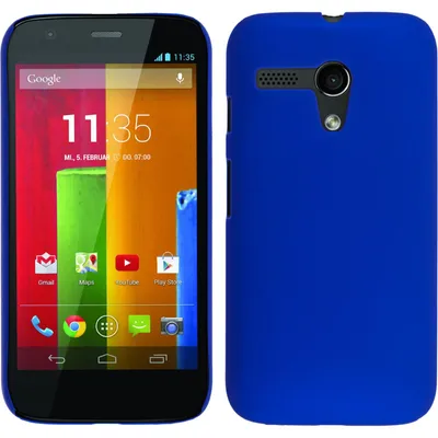 Produktbild von PhoneNatic Case kompatibel mit Motorola Moto G - Hülle blau gummiert Hard-case + 2 Schutzfolien
