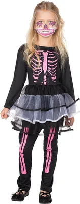 Produktbild von Kinder Skelett Kleid mit Skelett Leggings / Größe 128
