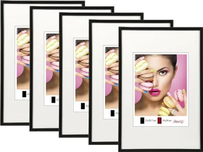 Produktbild von 2er 3er 5er Pack Photo Style Set Bilderrahmen Wanddeko Collage Poster Kunststoff Rahmen - Farbe: 5er Pack Schwarz | Format: 40x60