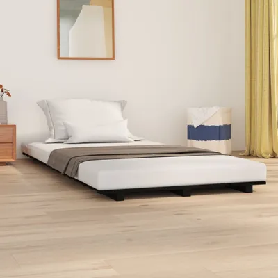 Produktbild von The Living Store Massivholzbett Schwarz 90x190 cm Kiefer