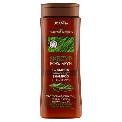 Produktbild von JOANNA Tradycyjna Receptura Kräftigungsshampoo für dünnes & schwaches Haar Kräftigungsshampoo für dünnes, empfindliches und zum Ausfallen neigendes Haar Schachtelhalm & Rosmarin 300g