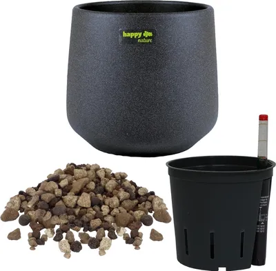 Produktbild von Set 4-teilig Keramik Blumentopf Sylt anthrazit Erdkultur Ø 13 cm H 14,5 cm
