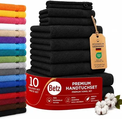 Imagen del producto de Conjunto de toallas premium Silecomplaza, con 10 piezas: 100% algodón, 4 toallas de 50 x 100 cm, 2 toallas de ducha grandes de 70x140 cm, 2 toallas de manos de 30 x 50 cm, 2 esponjas, color