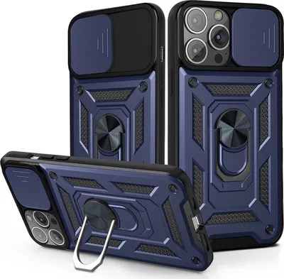 Produktbild von iPhone 12 Pro Max Hülle mit 360° Drehbarer Magnetische Ring Ständer Halter Dia Kameraschutz TPU Bumper Silikon Schutzhülle für iPhone 12 Pro Max Blau